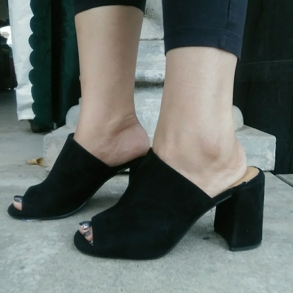 Size 10 Black Slip On Mule Block Heel - Picture 7 of 7